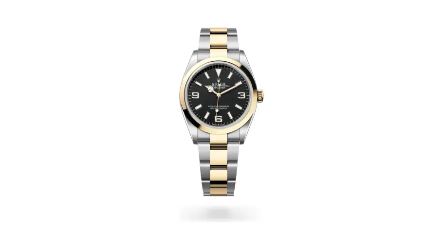 Rolex Oyster Perpetual Explorer 36, Yellow Rolesor, Black dial