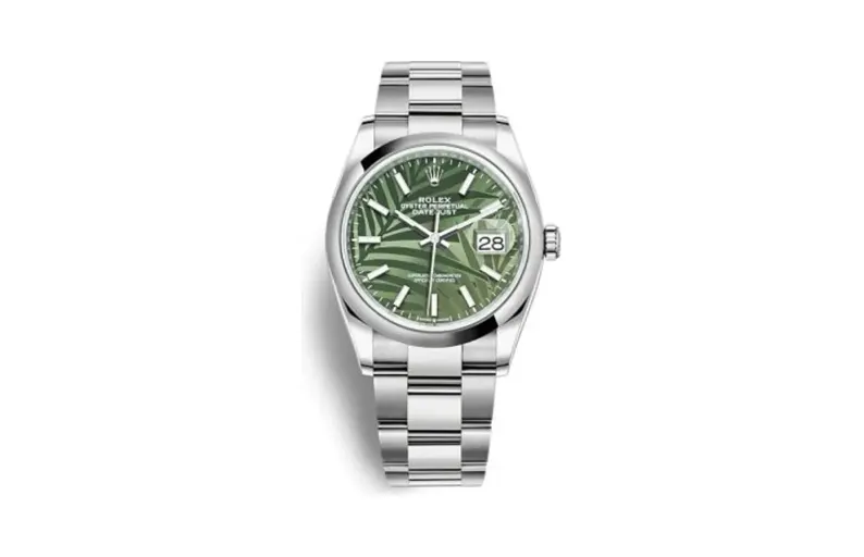 Rolex Datejust 36 Stainless Steel / Domed / Green Palm / Oyster