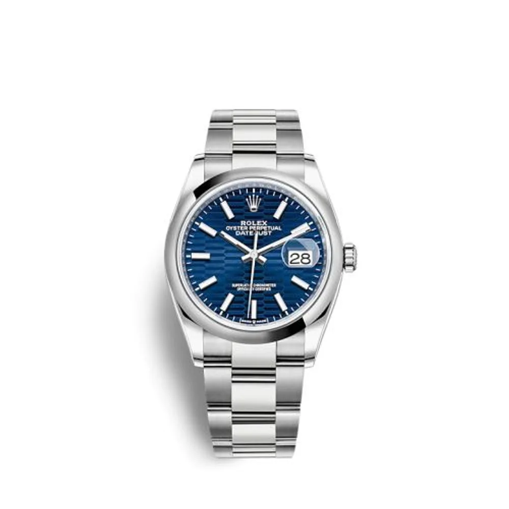 Rolex Datejust 36 Stainless Steel / Domed / Blue - Fluted / Oyster