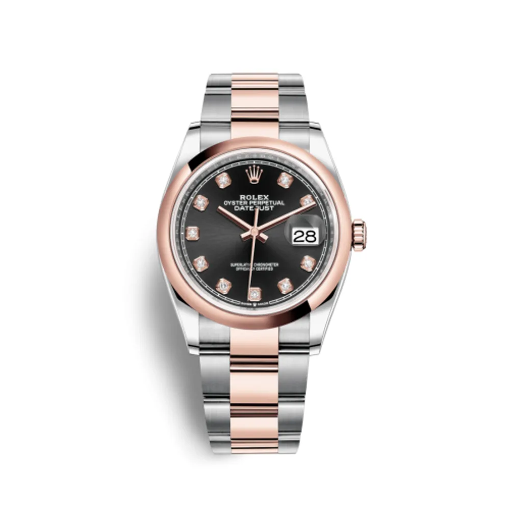 Rolex Datejust 36 Stainless Steel / Everose / Smooth / Black Diamond / Oyster