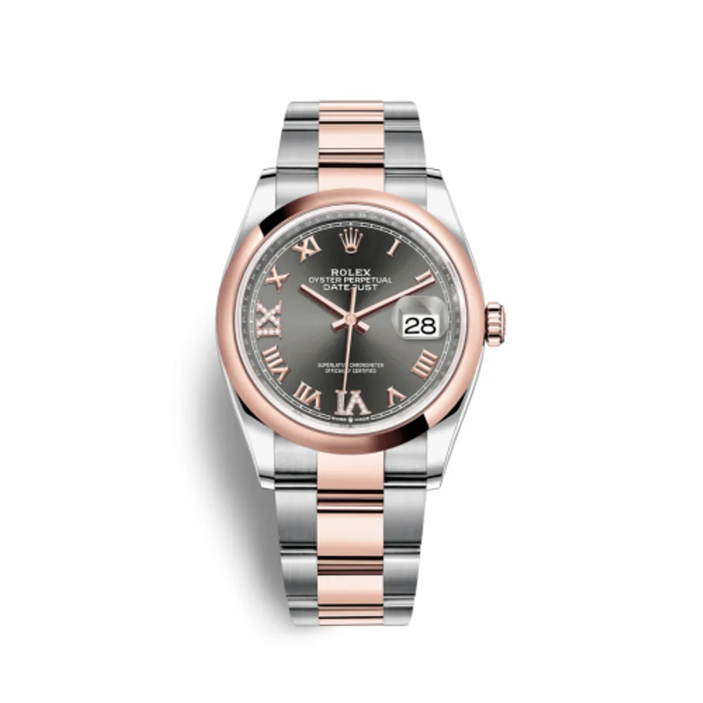 Rolex Datejust 36 Stainless Steel / Everose / Smooth / Slate Roman Diamond / Oyster