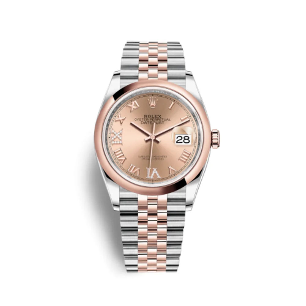 Rolex Datejust 36 Stainless Steel / Everose / Smooth / Rose Roman Diamond / Jubilee
