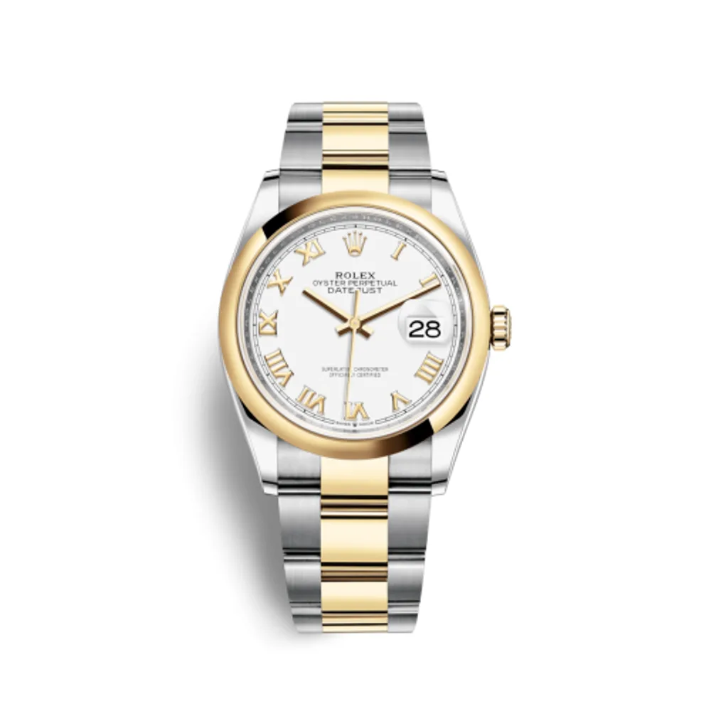 Rolex Datejust 36 Stainless Steel / Yellow Gold / Smooth / White Roman / Oyster