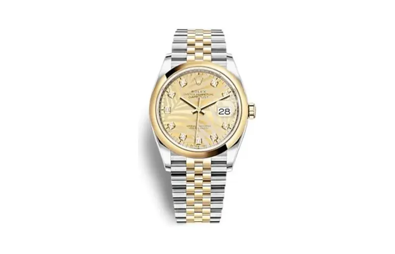 Rolex Datejust 36 Stainless Steel - Yellow Gold - Domed / Champagne - Palm - Diamond / Jubilee