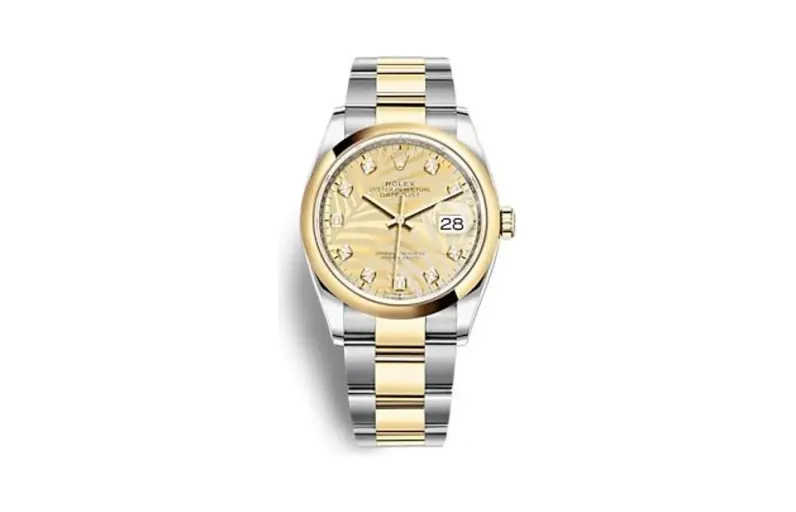 Rolex Datejust 36 Stainless Steel - Yellow Gold - Domed / Champagne - Palm - Diamond / Oyster
