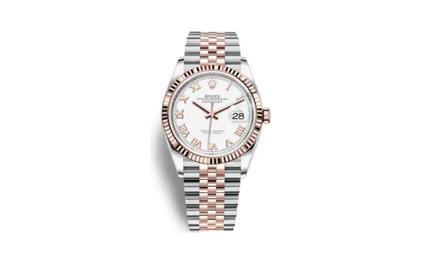 Rolex Datejust 36 Stainless Steel / Everose / Fluted / White Roman / Jubilee