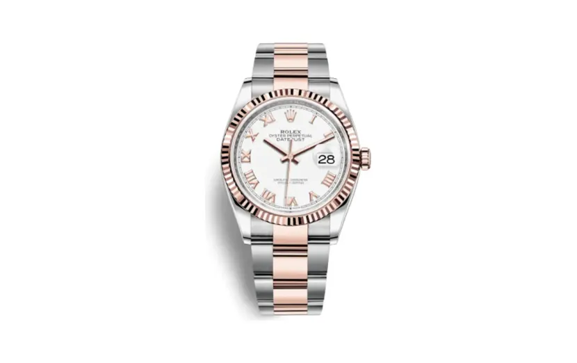 Rolex Datejust 36 Stainless Steel / Everose / Fluted / White Roman / Oyster