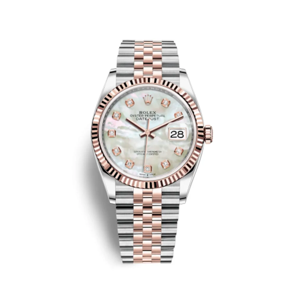 Rolex Datejust 36 Stainless Steel / Everose / Fluted / MOP Diamond / Jubilee