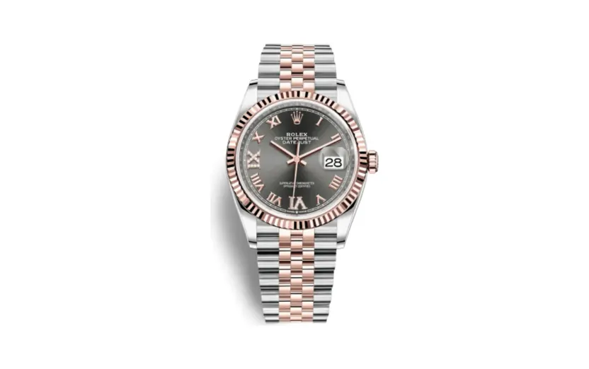 Rolex Datejust 36 Stainless Steel / Everose / Fluted / Slate Roman Diamond / Jubilee