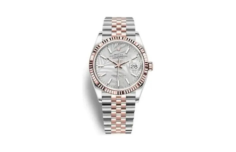 Rolex Datejust 36 Stainless Steel / Everose / Fluted / Silver - Palm / Jubilee
