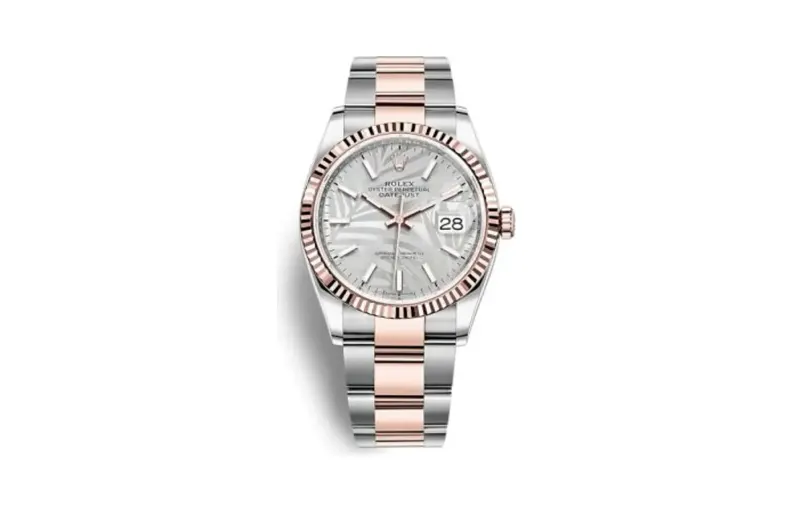 Rolex Datejust 36 Stainless Steel / Everose / Fluted / Silver - Palm / Oyster