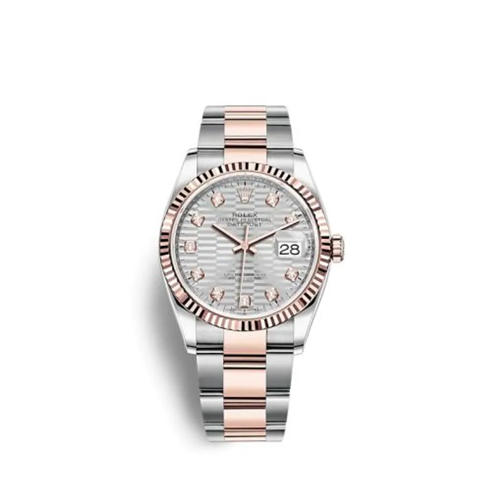 Rolex Datejust 36 Stainless Steel / Everose / Fluted / Silver - Fluted - Diamond / Oyster
