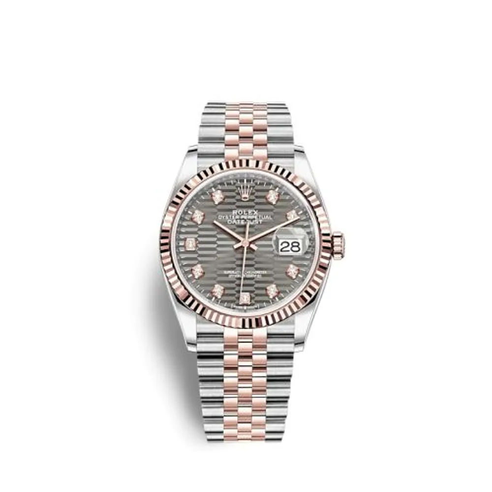 Rolex Datejust 36 Stainless Steel / Everose / Fluted / Slate - Fluted - Diamond / Jubilee