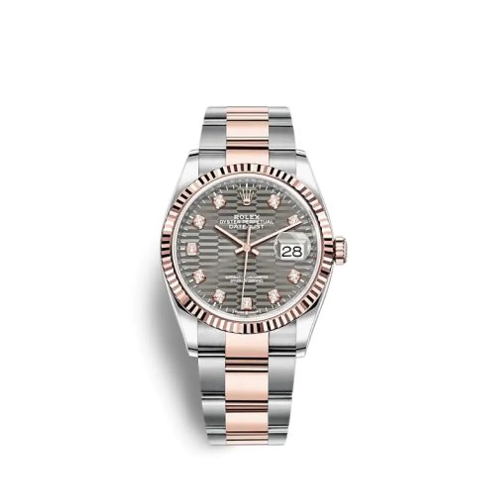 Rolex Datejust 36 Stainless Steel / Everose / Fluted / Slate - Fluted - Diamond / Oyster