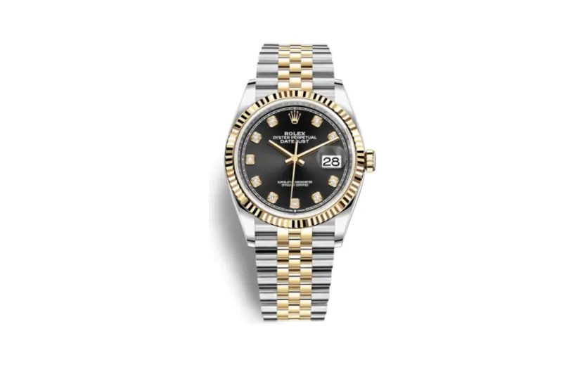 Rolex Datejust 36 Stainless Steel / Yellow Gold / Fluted / Black Diamond / Jubilee