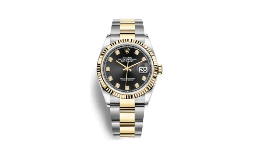 Rolex Datejust 36 Stainless Steel / Yellow Gold / Fluted / Black Diamond / Oyster