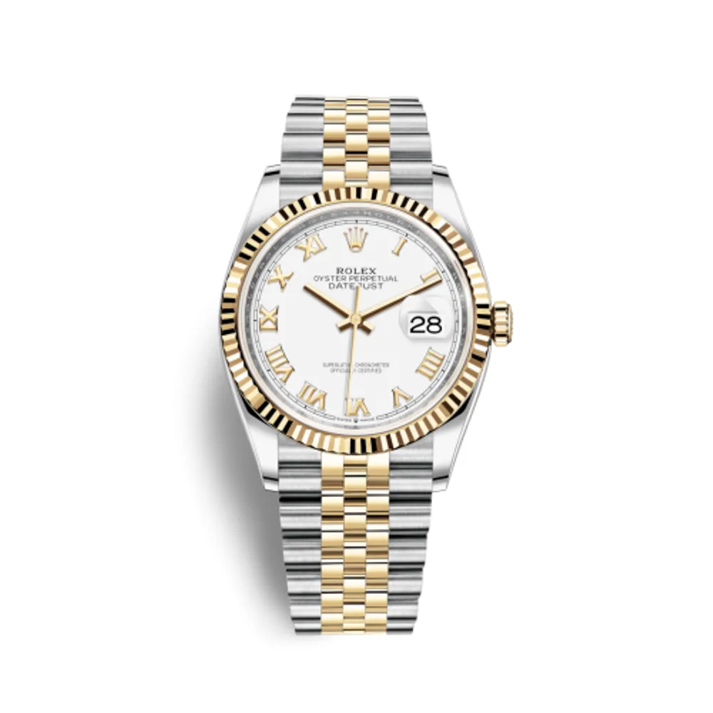 Rolex Datejust 36 Stainless Steel / Yellow Gold / Fluted / White Roman / Jubilee