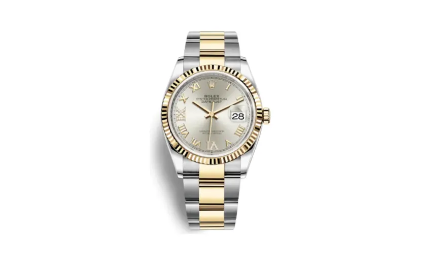Rolex Datejust 36 Stainless Steel / Yellow Gold / Fluted / Silver Roman Diamond / Oyster