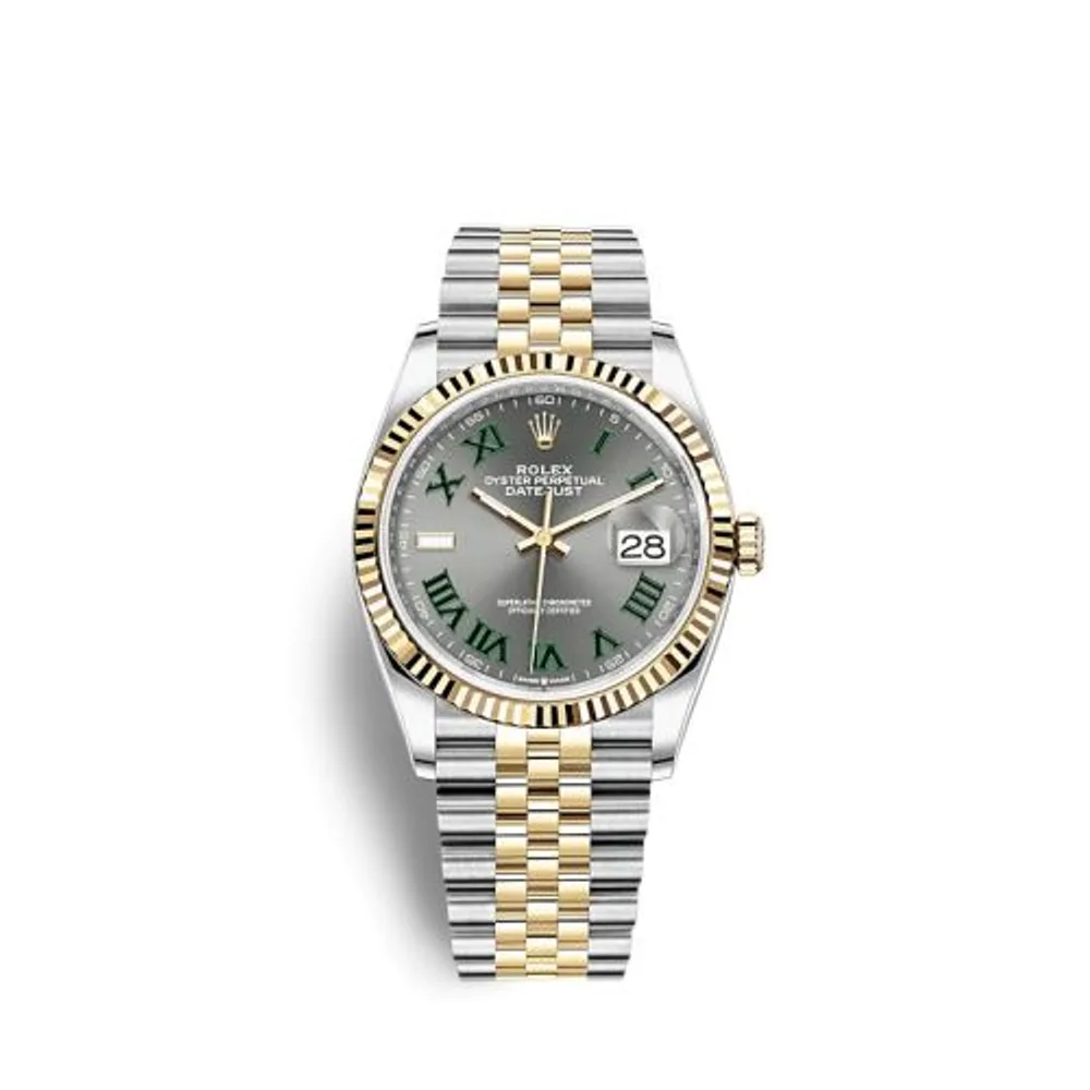 Rolex Datejust 36 Stainless Steel / Yellow Gold / Fluted / Slate - Roman / Jubilee