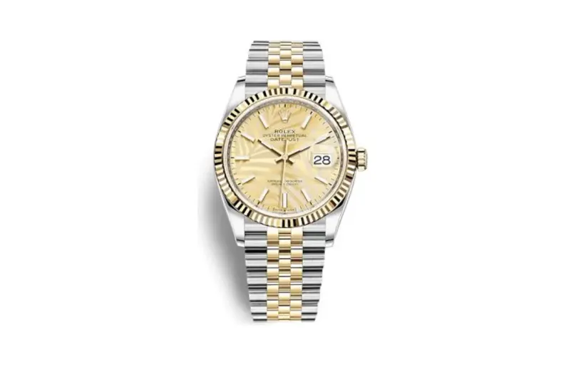 Rolex Datejust 36 Stainless Steel / Yellow Gold / Fluted / Champagne - Palm / Jubilee