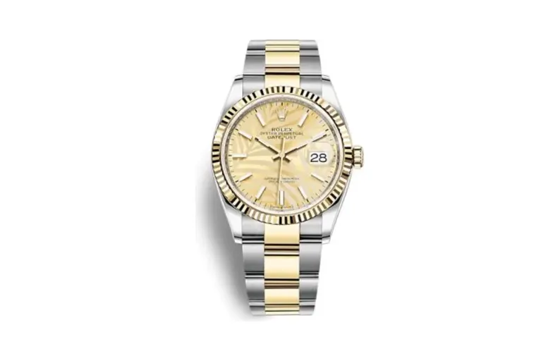 Rolex Datejust 36 Stainless Steel / Yellow Gold / Fluted / Champagne - Palm / Oyster