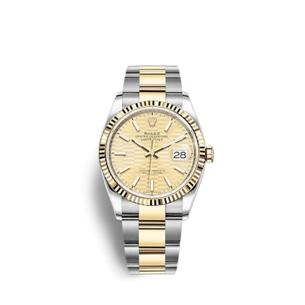 Rolex Datejust 36 Stainless Steel / Yellow Gold / Fluted / Champagne - Fluted / Oyster