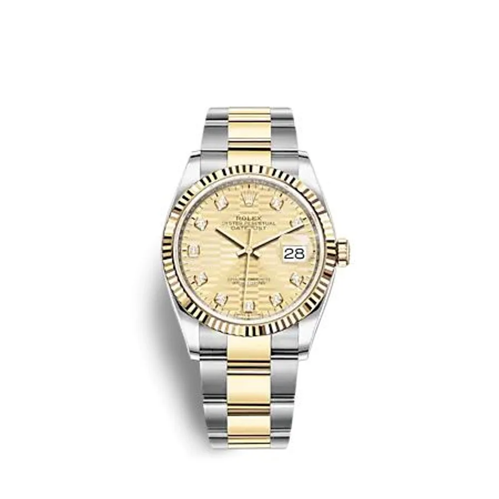 Rolex Datejust 36 Stainless Steel - Yellow Gold - Fluted / Champagne - Fluted - Diamond / Oyster