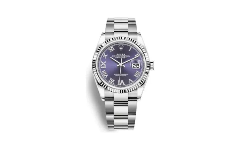 Rolex Datejust 36 Stainless Steel / Fluted / Aubergine Roman-Diamonds / Oyster