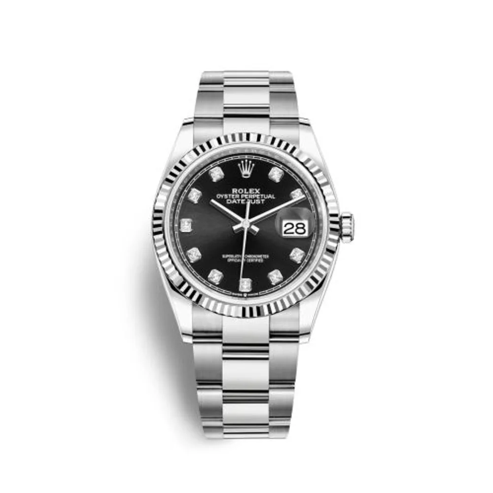 Rolex Datejust 36 Stainless Steel / Fluted / Black-Diamond / Oyster