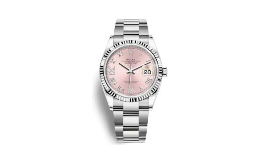Rolex Datejust 36 Stainless Steel / Fluted / Pink Roman-Diamonds / Oyster