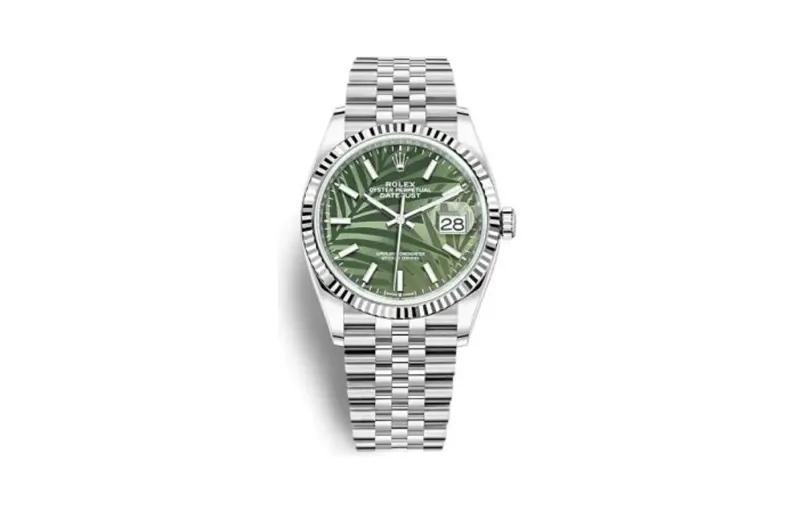 Rolex Datejust 36 Stainless Steel / Fluted / Green - Palm / Jubilee