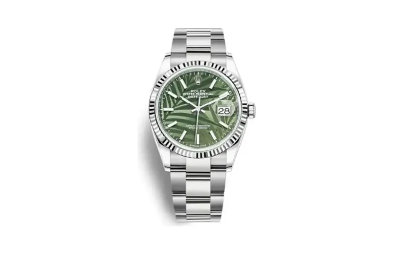 Rolex Datejust 36 Stainless Steel / Fluted / Green - Palm / Oyster