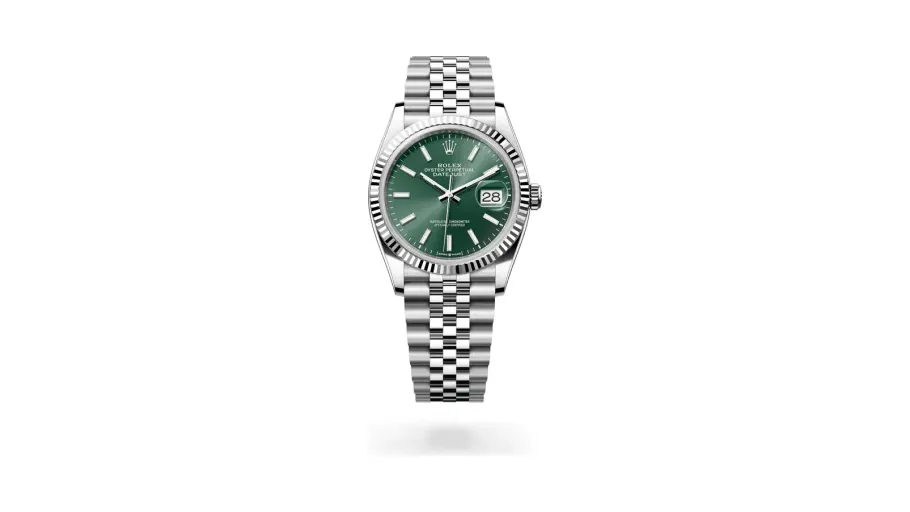 Rolex Datejust 36 Oyster, 36 mm, Oystersteel and white gold, White Rolesor, Mint green dial