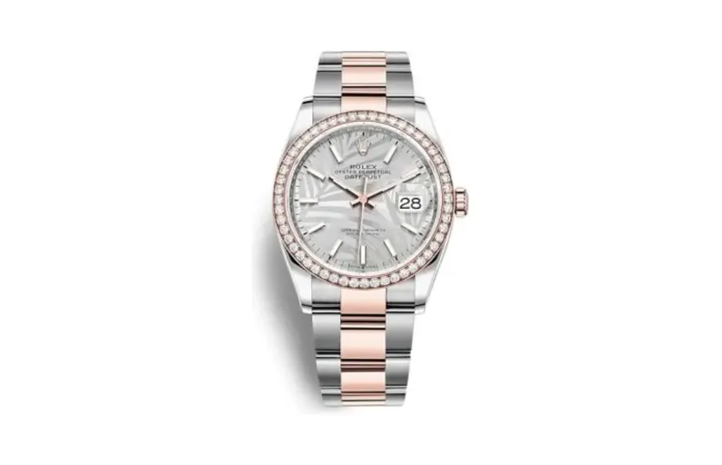 Rolex Datejust 36 Stainless Steel / Everose / Diamond / Silver - Palm / Oyster