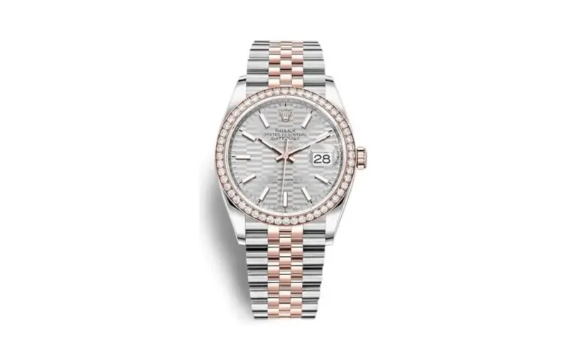 Rolex Datejust 36 Stainless Steel / Everose / Diamond / Silver - Fluted / Jubilee
