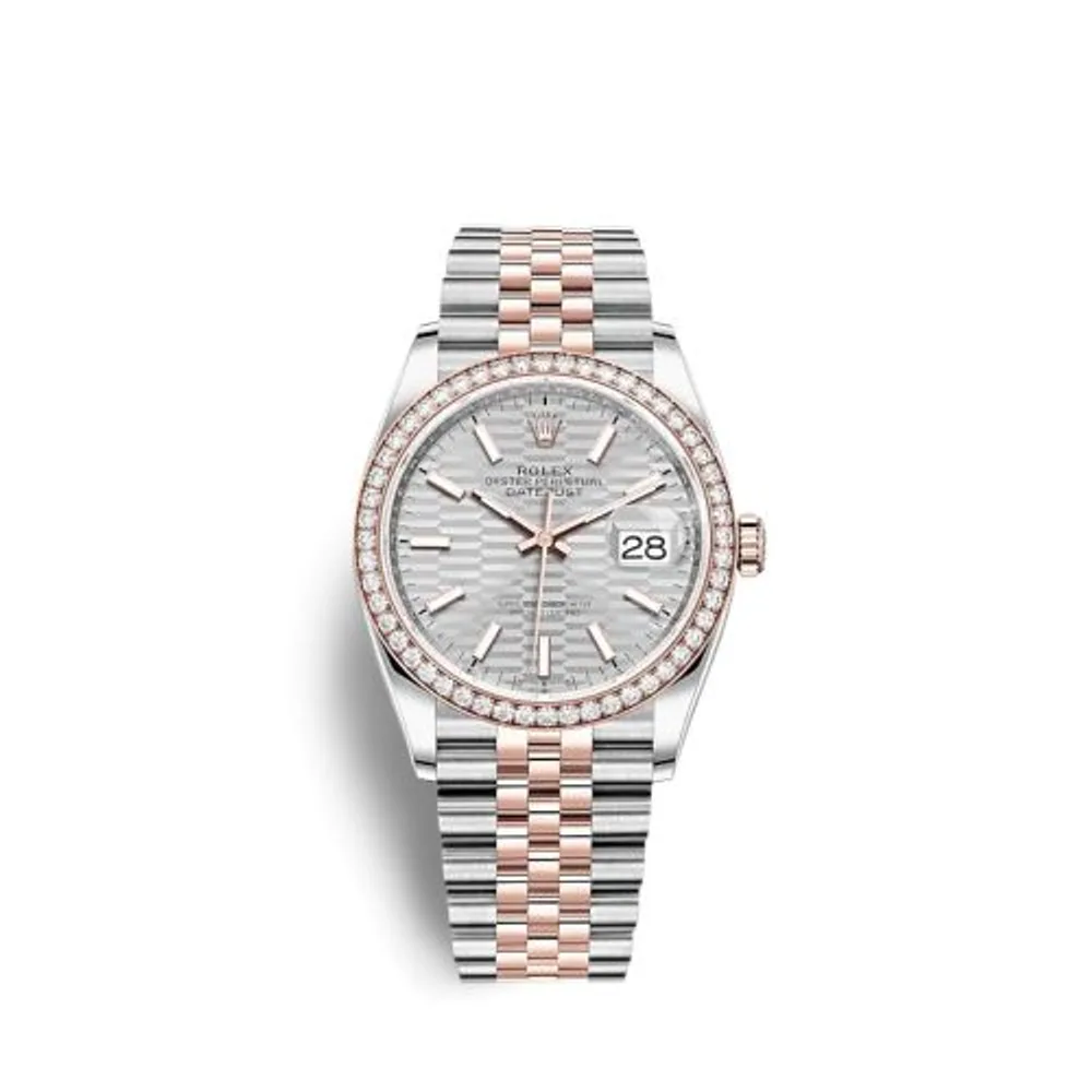 Rolex Datejust 36 Stainless Steel / Everose / Diamond / Silver - Fluted / Jubilee