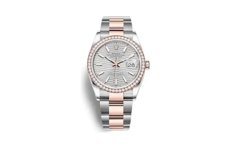 Rolex Datejust 36 Stainless Steel / Everose / Diamond / Silver - Fluted / Oyster