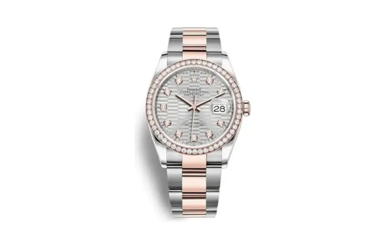 Rolex Datejust 36 Stainless Steel / Everose / Diamond / Silver - Fluted - Diamond / Oyster