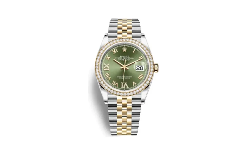 Rolex Datejust 36 Stainless Steel / Yellow Gold / Diamond / Olive Green Roman Diamond / Jubilee