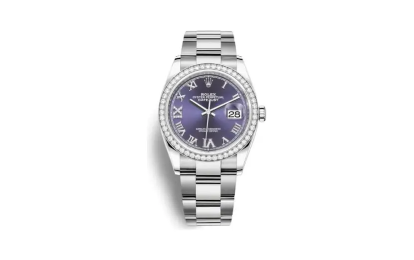 Rolex Datejust 36 Stainless Steel / Diamond / Aubergine Roman-Diamonds / Oyster