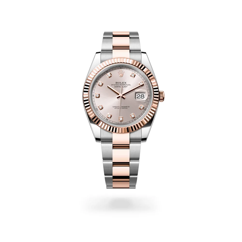 Rolex Datejust 41 Oyster, 41 mm, Oystersteel and Everose gold, Everose Rolesor, Sundust dial