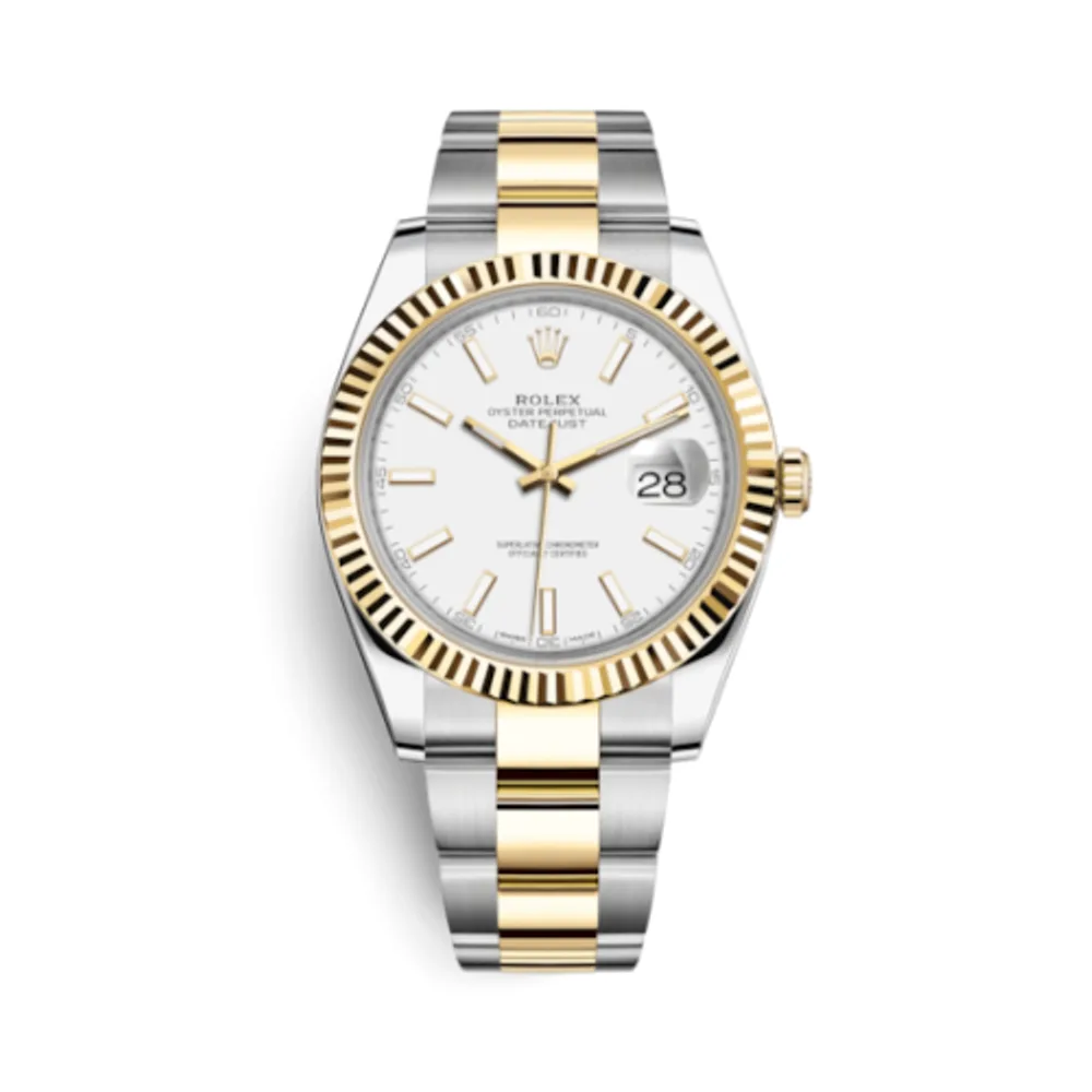 Rolex Datejust 41 Rolesor Yellow Fluted / Oyster / White