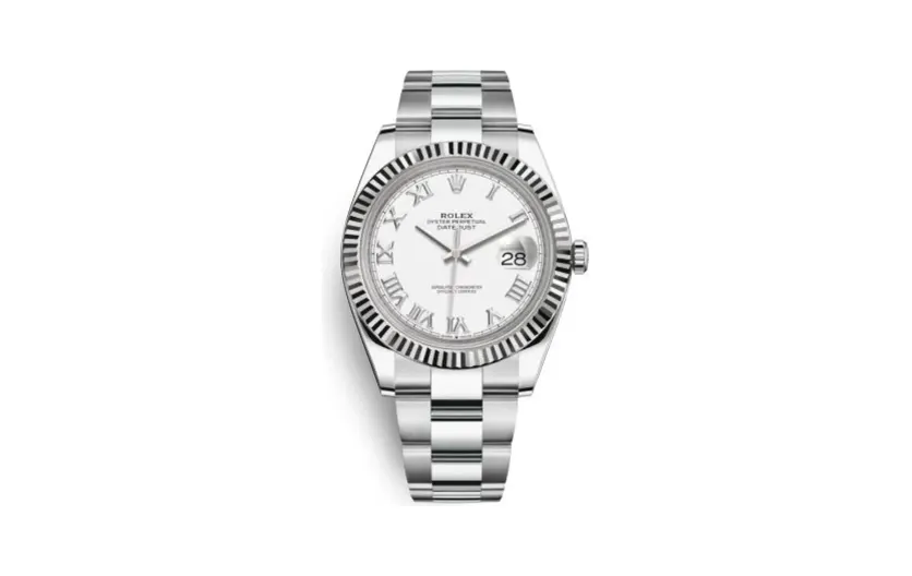 Rolex Datejust 41 Stainless Steel Fluted / White - Roman / Oyster