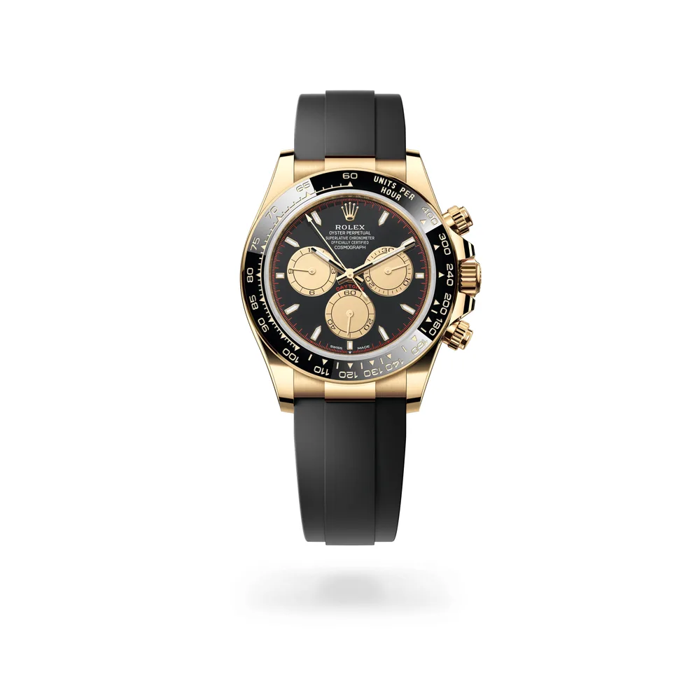 Rolex Cosmograph Daytona Oyster, 40 mm, yellow gold, 18 kt yellow gold, Intense black and champagne-colour dial
