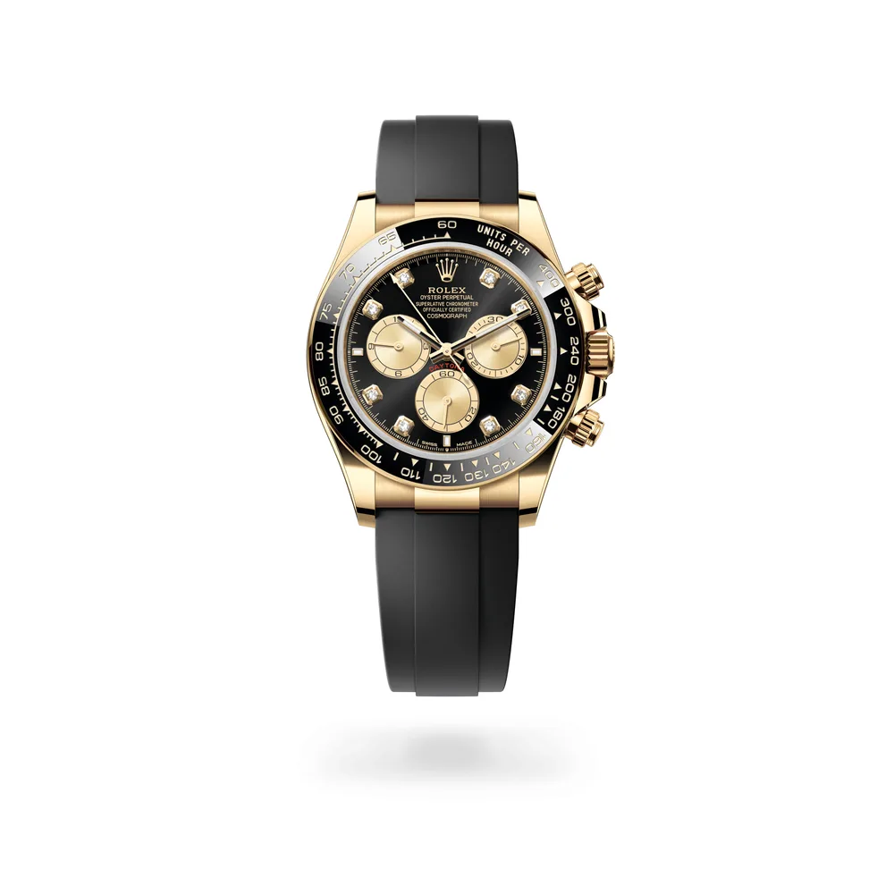 Rolex Cosmograph Daytona Oyster, 40 mm, yellow gold, 18 kt yellow gold, Bright black and golden dial