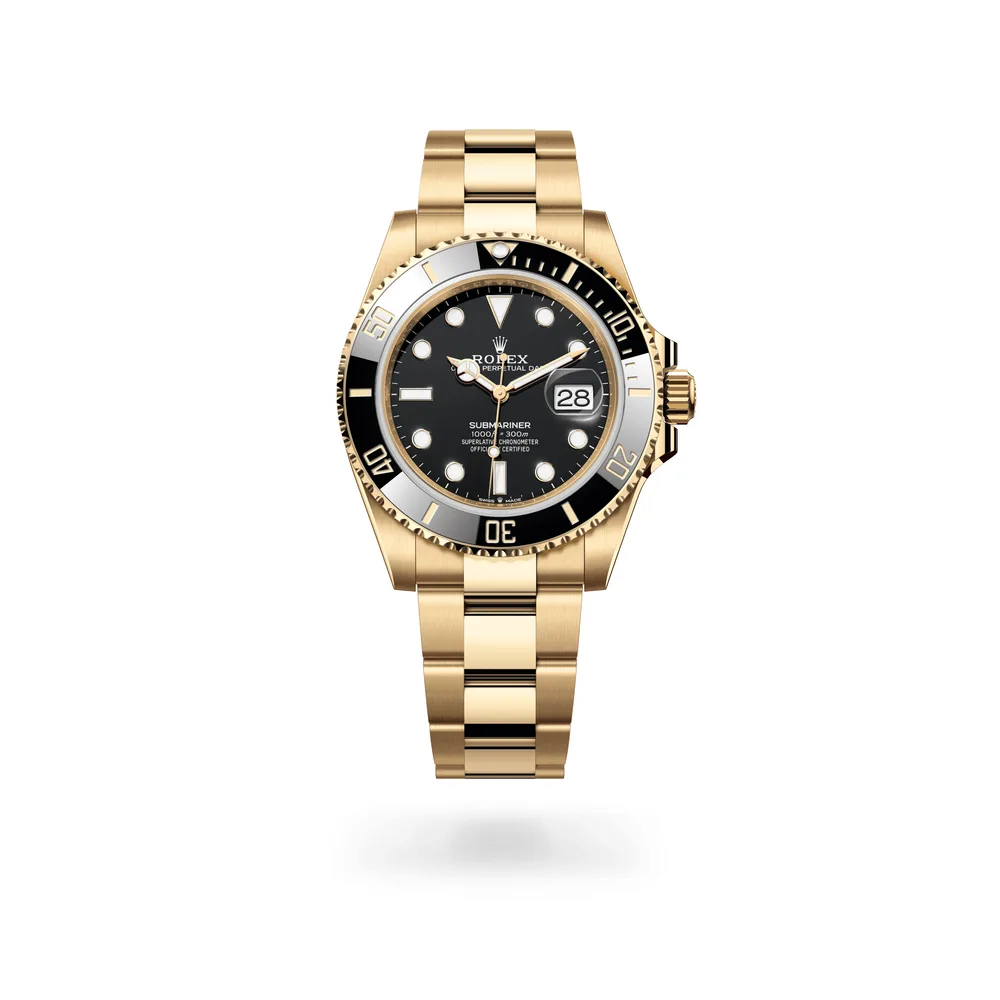 Rolex Oyster Perpetual Submariner Date, 41 mm, yellow gold, 18 kt yellow gold, Black dial