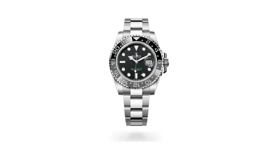 Rolex Oyster Perpetual GMT-Master II, 40 mm, Oystersteel, Oystersteel, Black lacquer with 'GMT-Master II' inscription in green dial