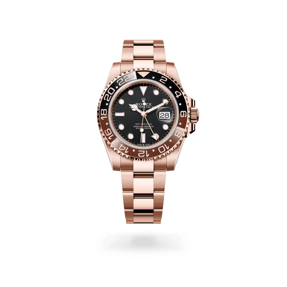 Rolex Oyster Perpetual GMT-Master II, 40 mm, 18 kt Everose gold, 18 kt Everose gold, Black dial