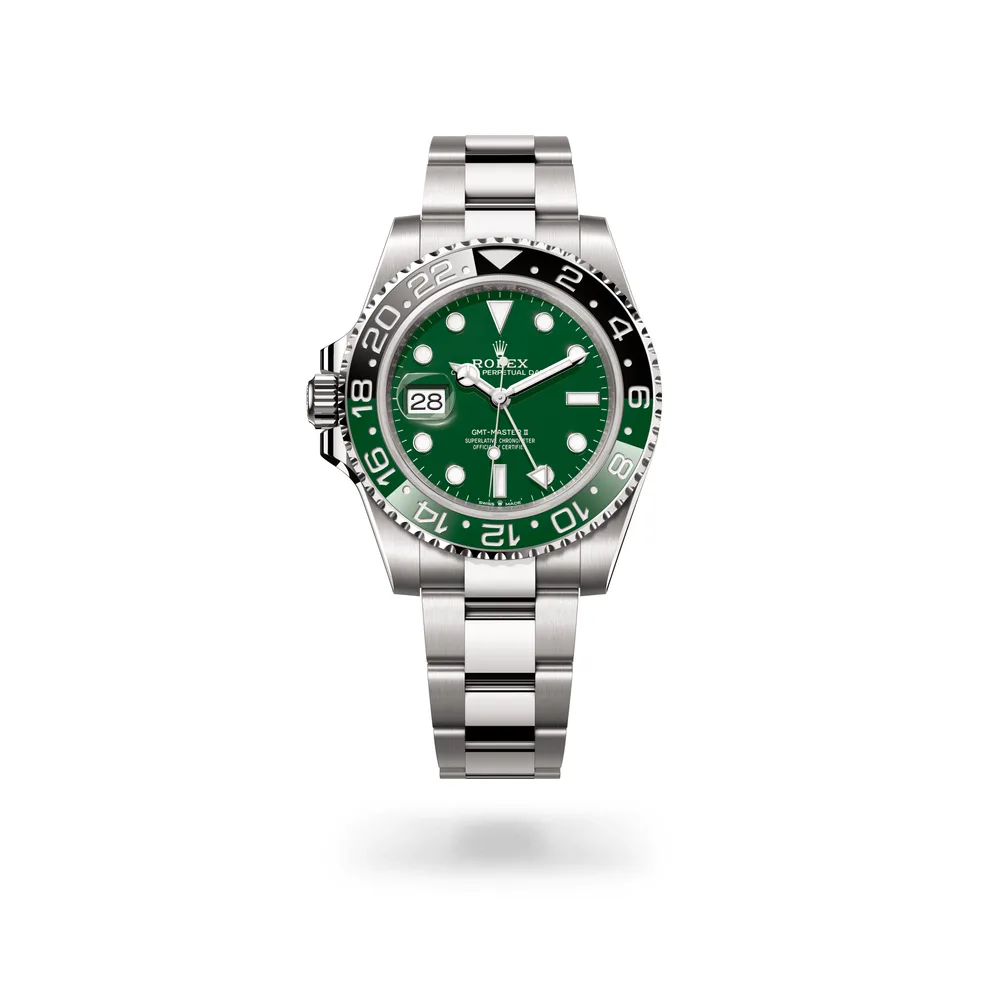 Rolex Oyster Perpetual GMT-Master II, 40 mm, 18 kt white gold, 18 kt white gold, Green ceramic dial