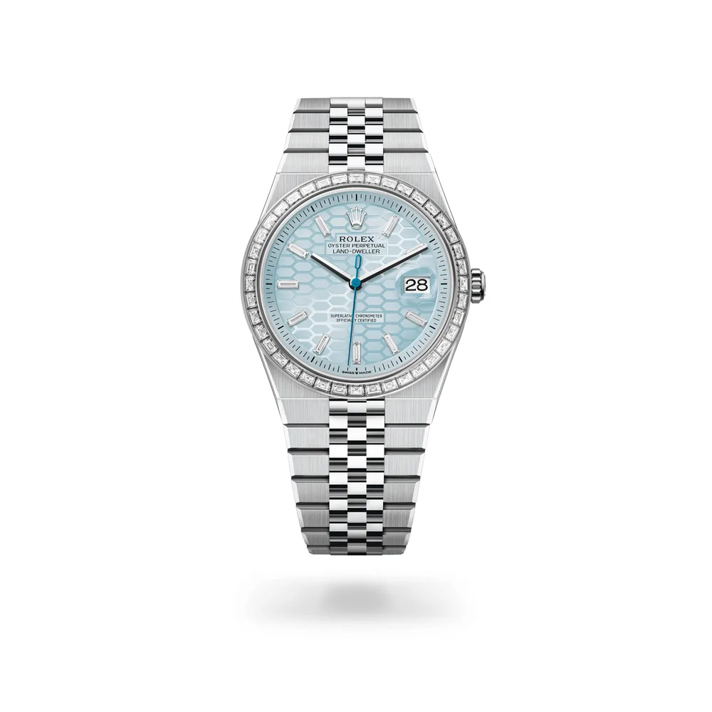 Rolex Land-Dweller 40, Platinum, Ice blue dial